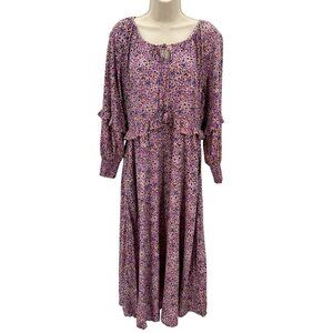 Vintage Thought Womens Prairie Ruffle Balloon Sleeve Pockets Maxi Dress Size 8